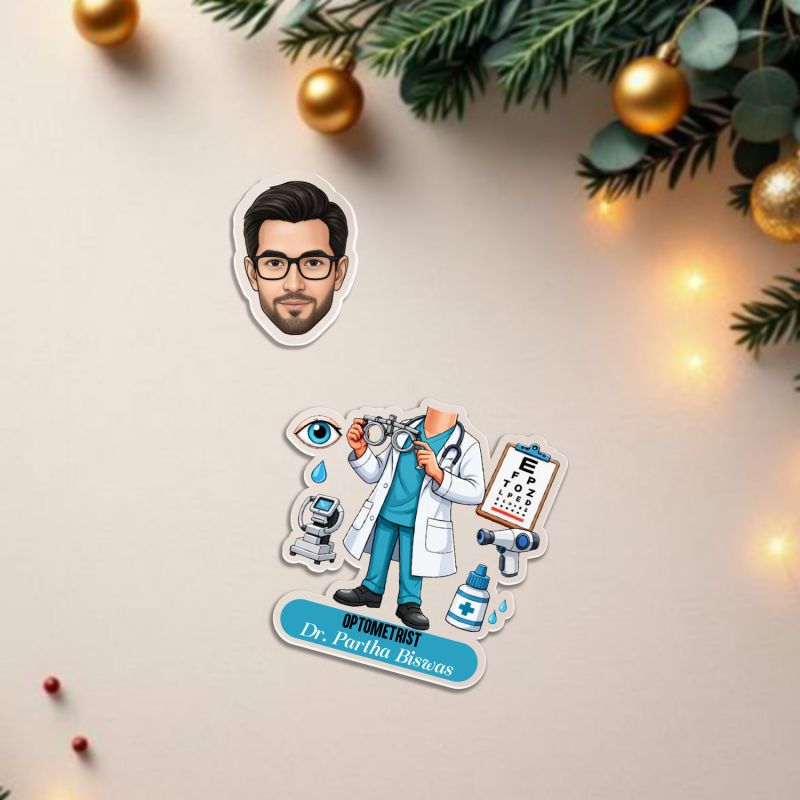 Personalized Optometrist Male Doctor Bobblehead Caricature with Battery Powered & Moving Head Feature Gift for Eye Specialists & Optical Clinics Gift for Medical Student & Eye Doctor